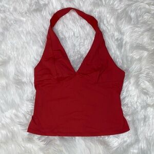Free People Movement Red Halter Top CB248